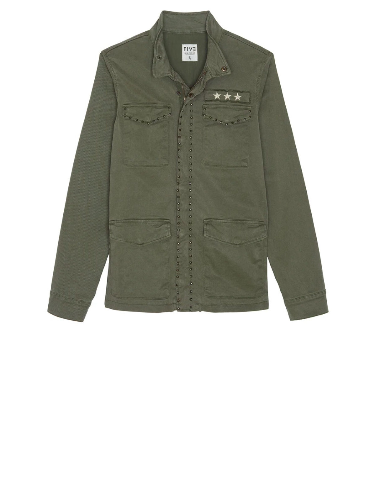A'POKE - Brenda Stud Khaki Shop army grøn denim jakke