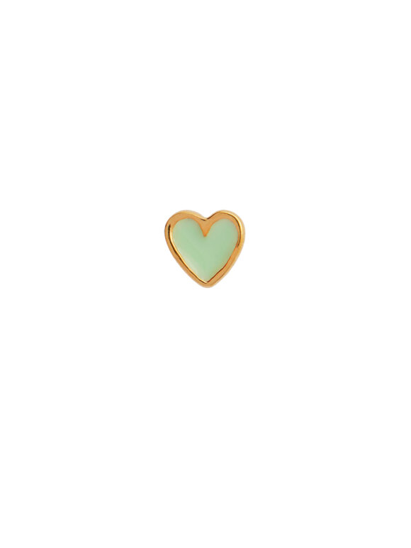 Stine A - Petit Love Heart Mint Green Enamel Gold