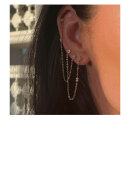 Stine A - Twin Flow Earring with Stones, Chain & Pearls