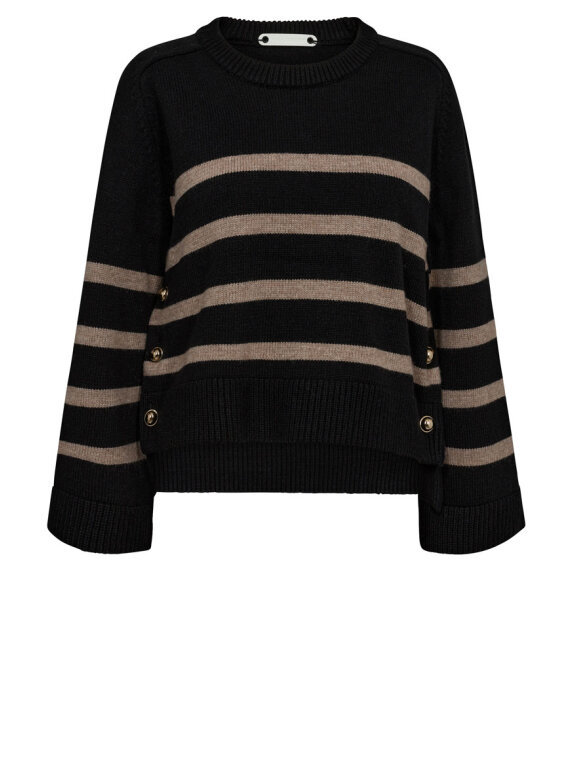 Co'Couture - MajaCC O-Button Stripe Knit