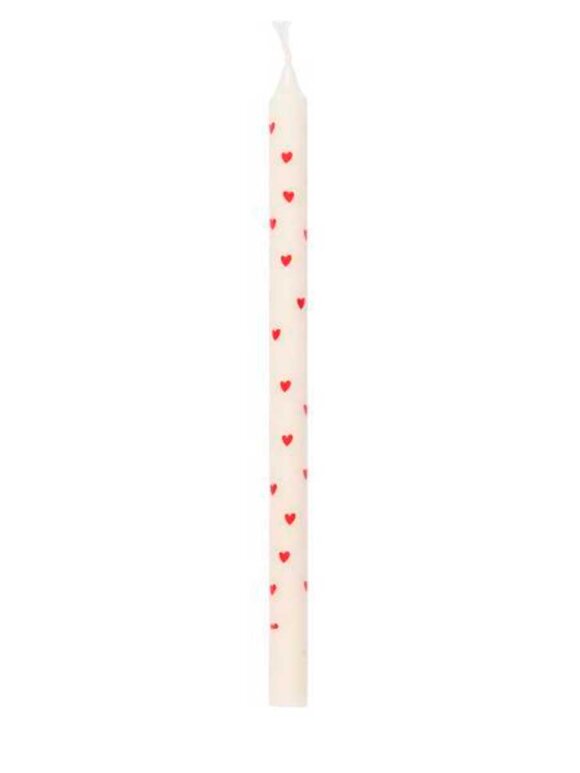 Ib Laursen - 78015-01 Taper Candle w/Red Hearts