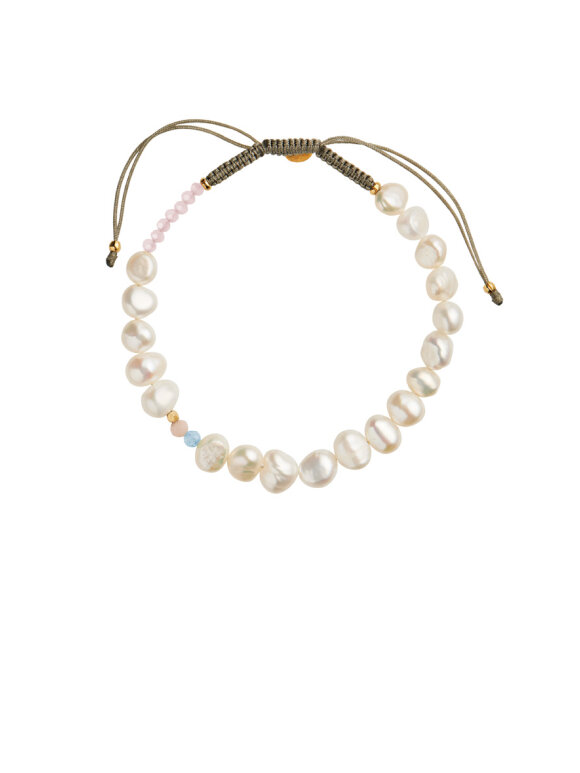 Stine A - Perlie Creme Bracelet Blue & Pink Stone