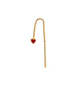 Stine A - Dangling Love Heart Burgundy Enamel Earring