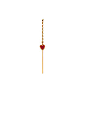 Stine A - Dangling Love Heart Burgundy Enamel Earring