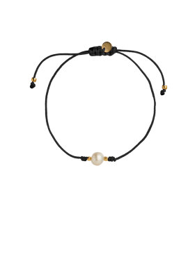 Stine A - Petit Pearl Berrie Bracelet Black Ribbon